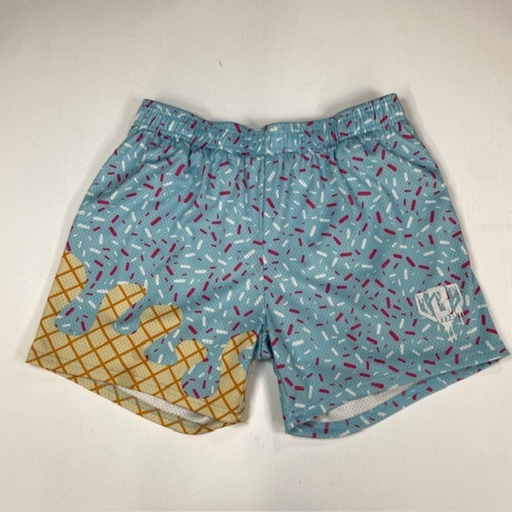 BL101‎ Apparel Mens Ice Cream Sprinkle Mesh Athletic Shorts Blue Medium